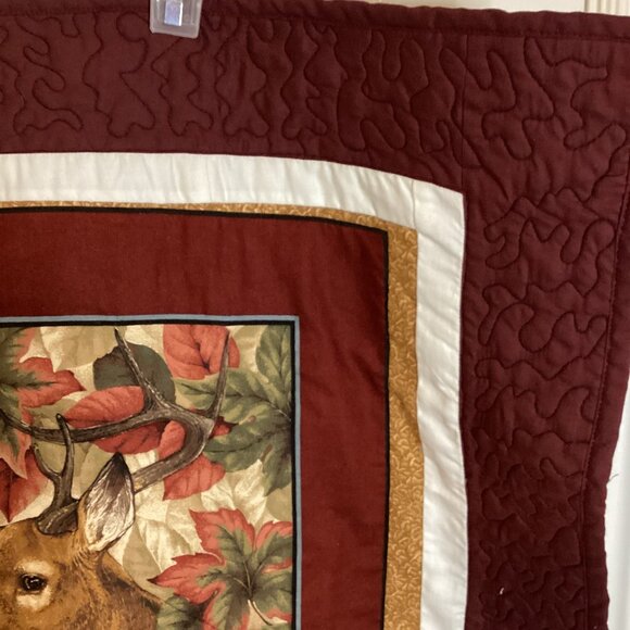 NWOT Handmade Quilted Winter Wall Hanging Home Decor Deer's Rectangle Brown - Picture 5 of 9